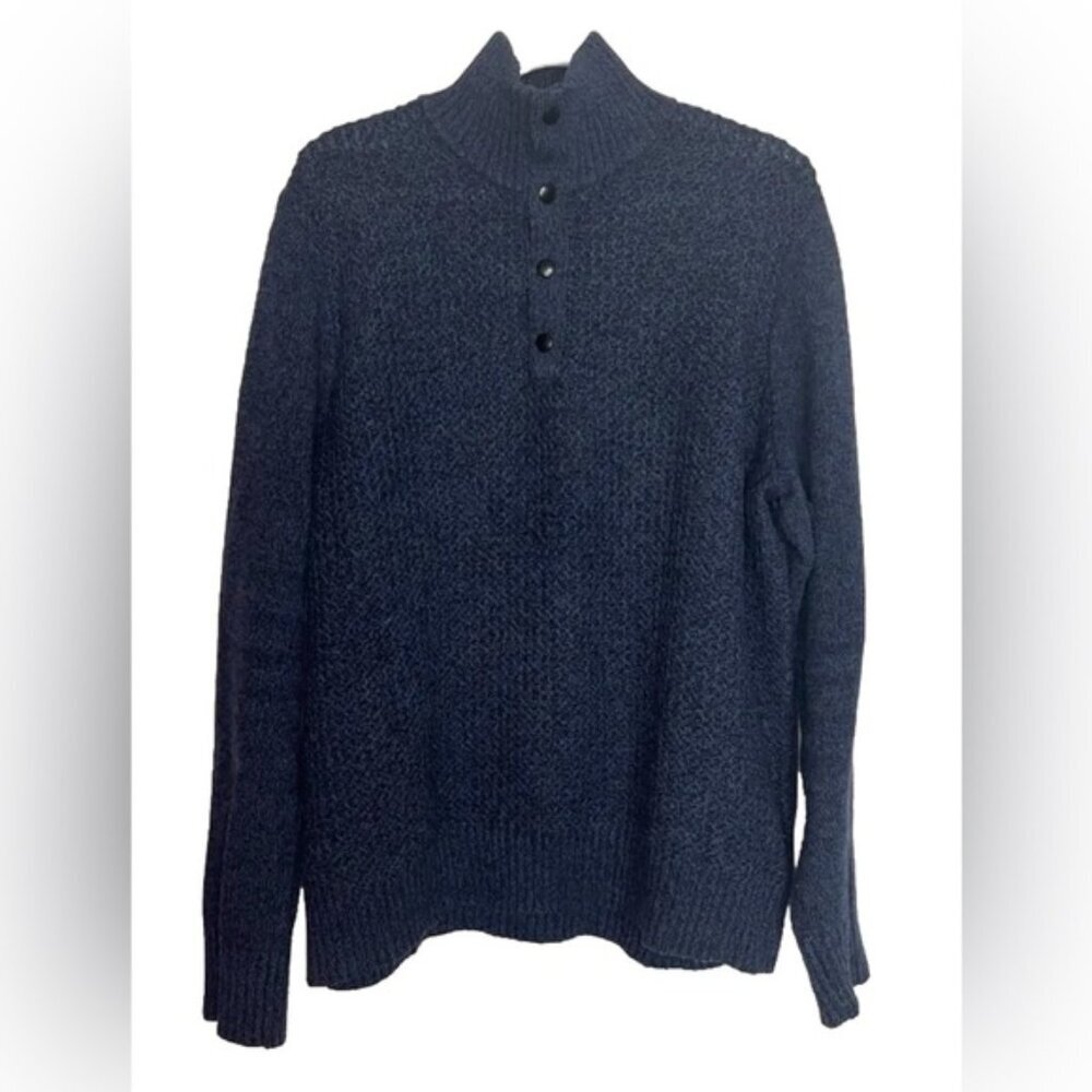 BANANA REPUBLIC ITALIAN YARN MERINO WOOL Blend Mock Neck 1/4 Snap Pullover LARGE